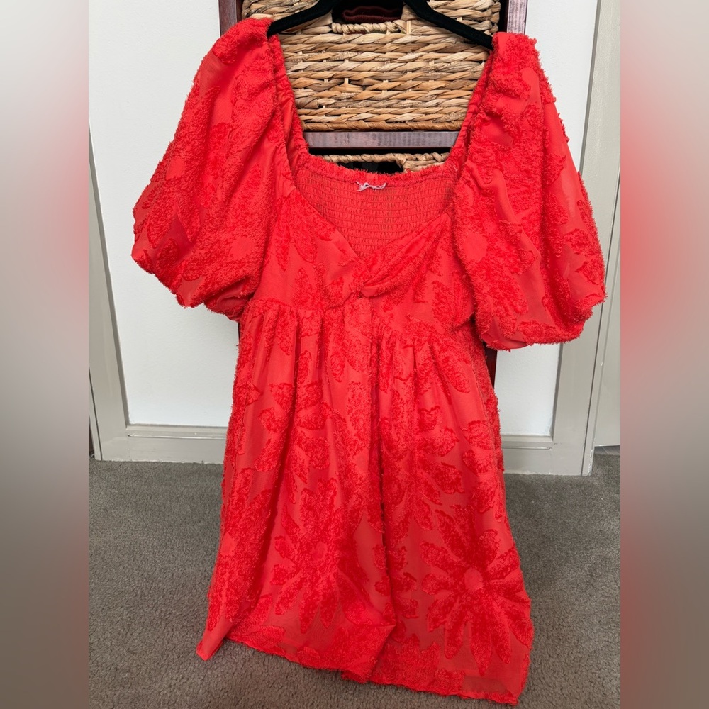 Future Collective Red Puff Sleeve Dress